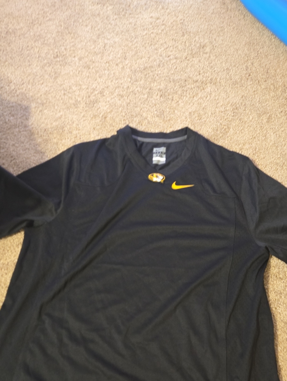 Nike Black Long-Sleeve Athletic Shirt with Yellow Swoosh